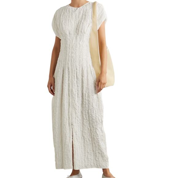 The Row Dresses & Skirts - The Row Tamy Cloqué Dress Off-white size XS Midi  2-way Zip Euro Chic Croquette
